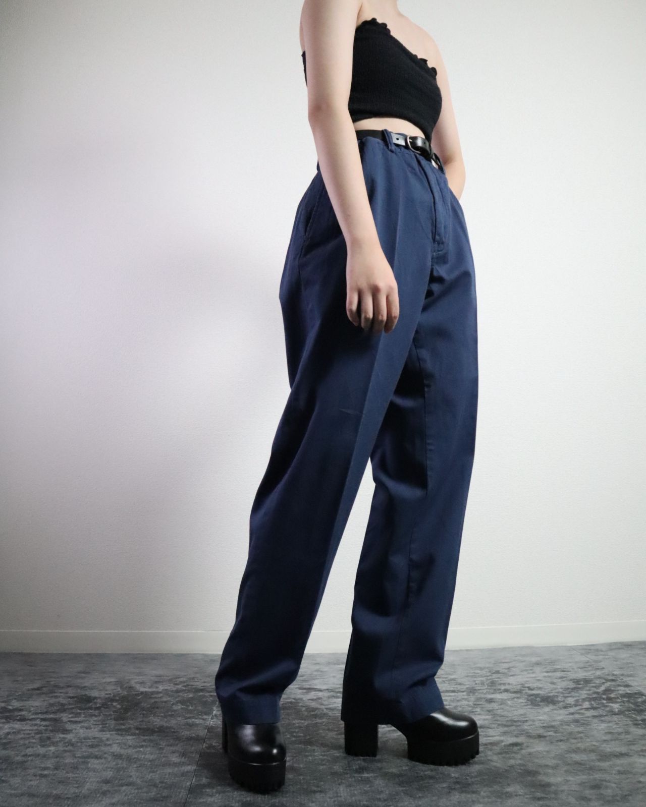 Ralph Lauren 紺ワイドチノパン POLO RALPH LAUREN チノパン ストレート フィット ウォッシュド