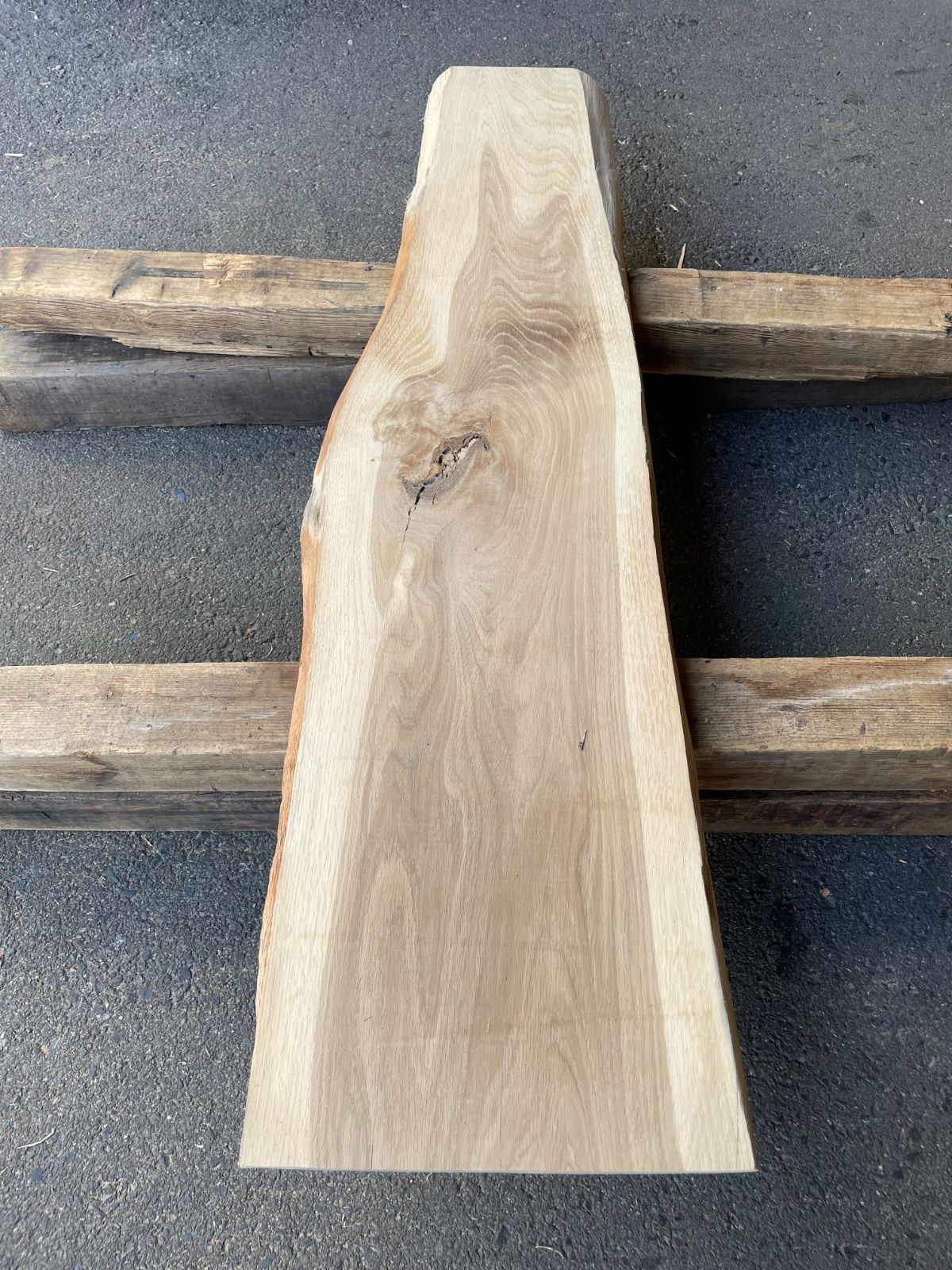 楢板 ナラ 耳付き 看板 1200×340×41 無垢材 無垢板 板材 06051703