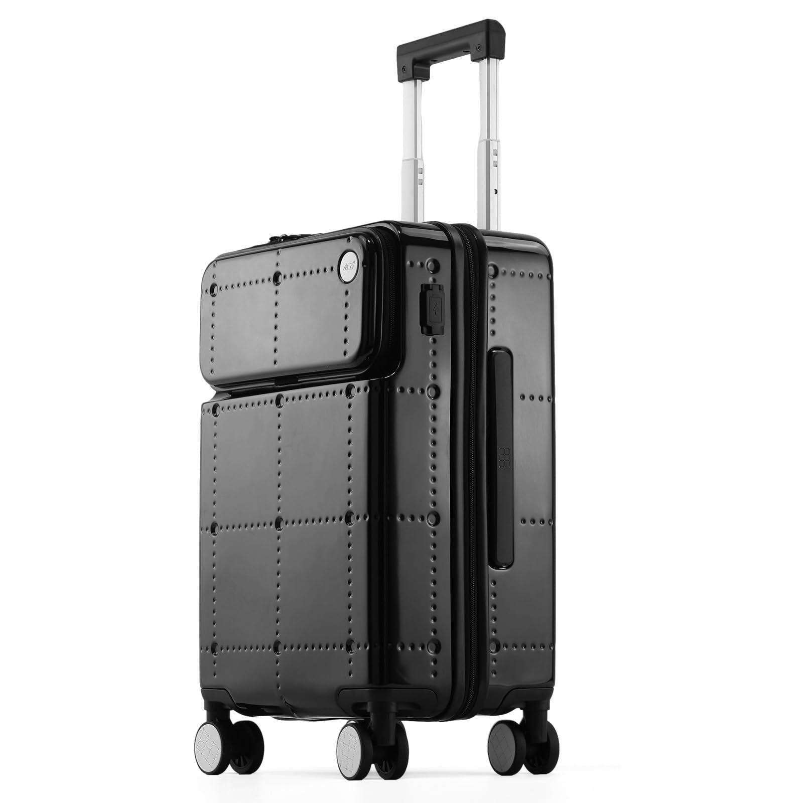 スーツケース フロントオープン アルミフレーム Sサイズ ブラック ...