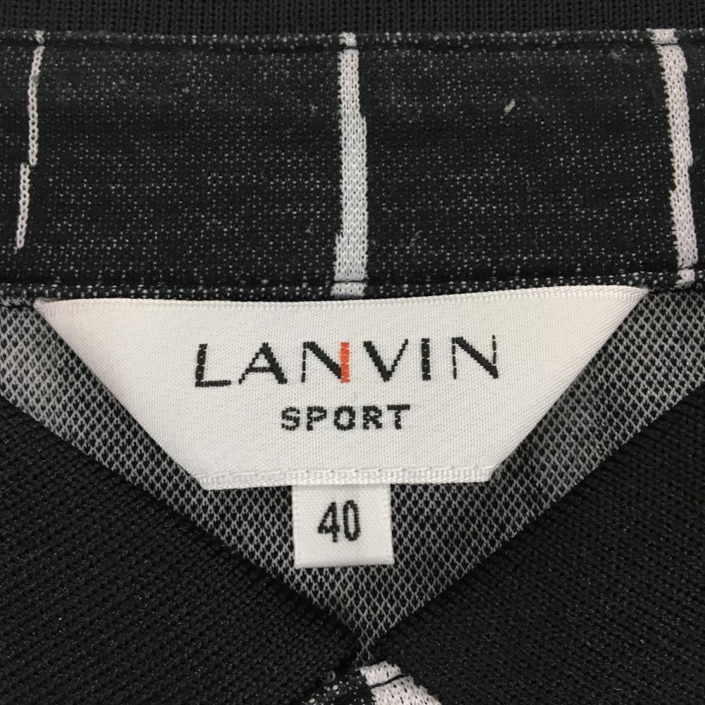 美品】ランバンスポール 長袖ポロシャツ 黒×白 縦ライン メンズ 美品】ランバンスポール 長袖ポロシャツ 黒×白 縦ライン メンズ