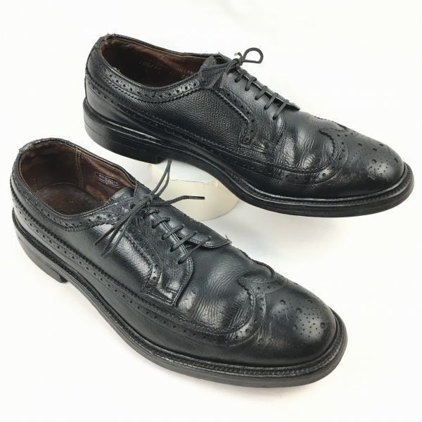 試着交換OK！60s-70s?Vintage 　HANOVER/ハノーバー　ロングウイングチップ〈黒/BLACK/ブラック〉size10B/AA　26.5-27.0-27.5程度/メンズ//men's 菅NO.WZF-153 試着交換OK！60s-70s?Vintage HANOVER/ハノーバー ロングウイング