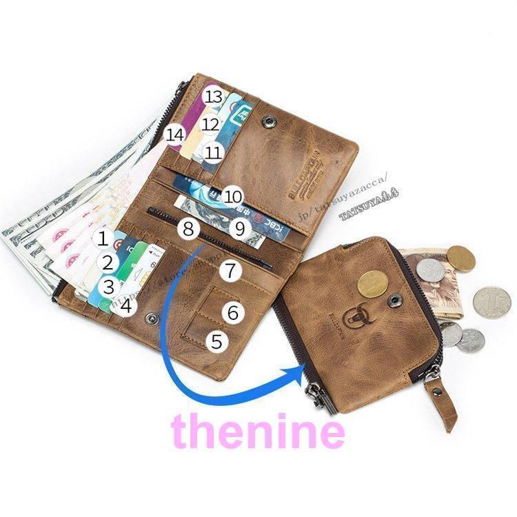 財布 メンズ レトロ風 二つ折り 牛革 カード入れ 小銭入れ取り外し可 大容量 彼氏 サイフ さいふ