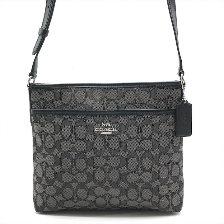 超 COACH コーチ シグネチャー ショルダー バッグ 斜め掛け レザー キャンバス ブラック グレー レディース ブランド かばん k6484