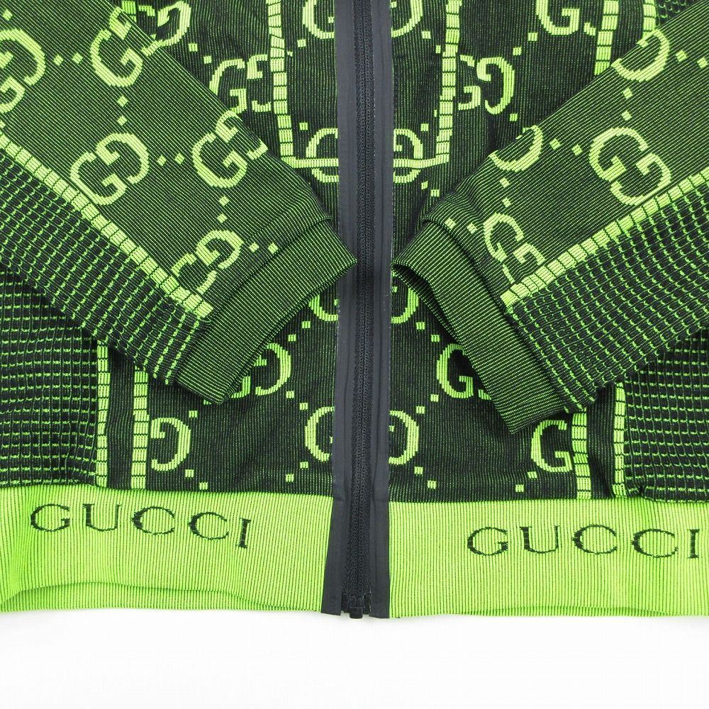 未使用品 GUCCI グッチ GG ジャガード 総柄 ジップアップ フード