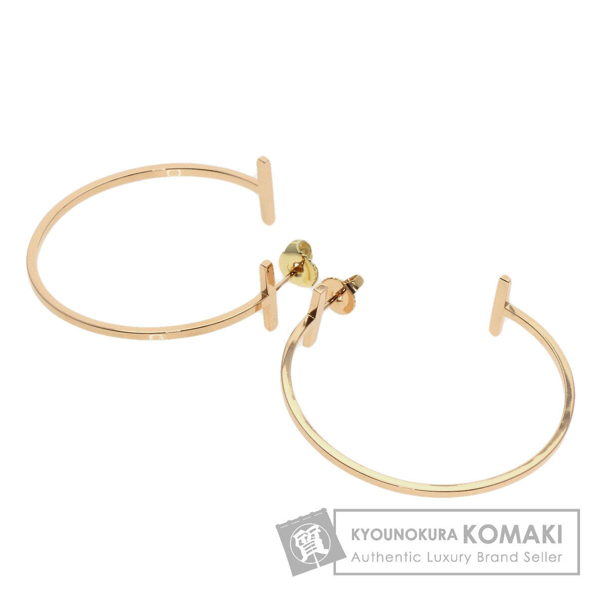 TIFFANY&Co. ティファニー Tワイヤー フープ ミディアム ピアス K18PG 