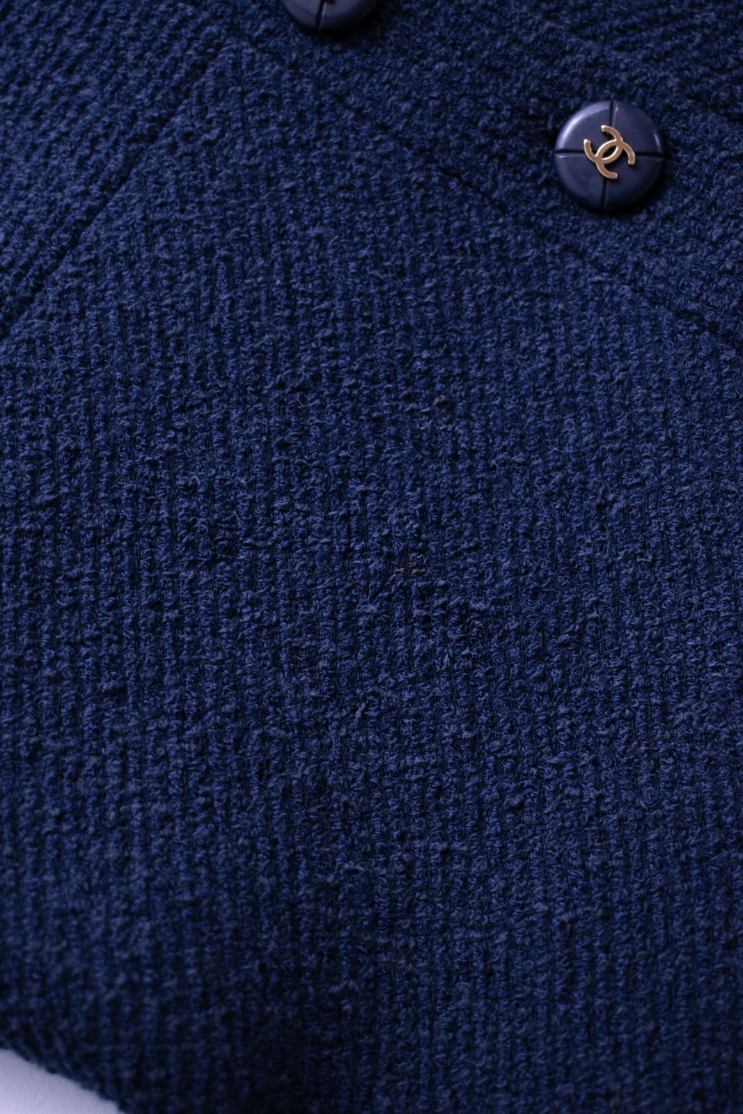 シャネル ジャケット CHANEL ヴィンテージ ネイビー ウール コットン