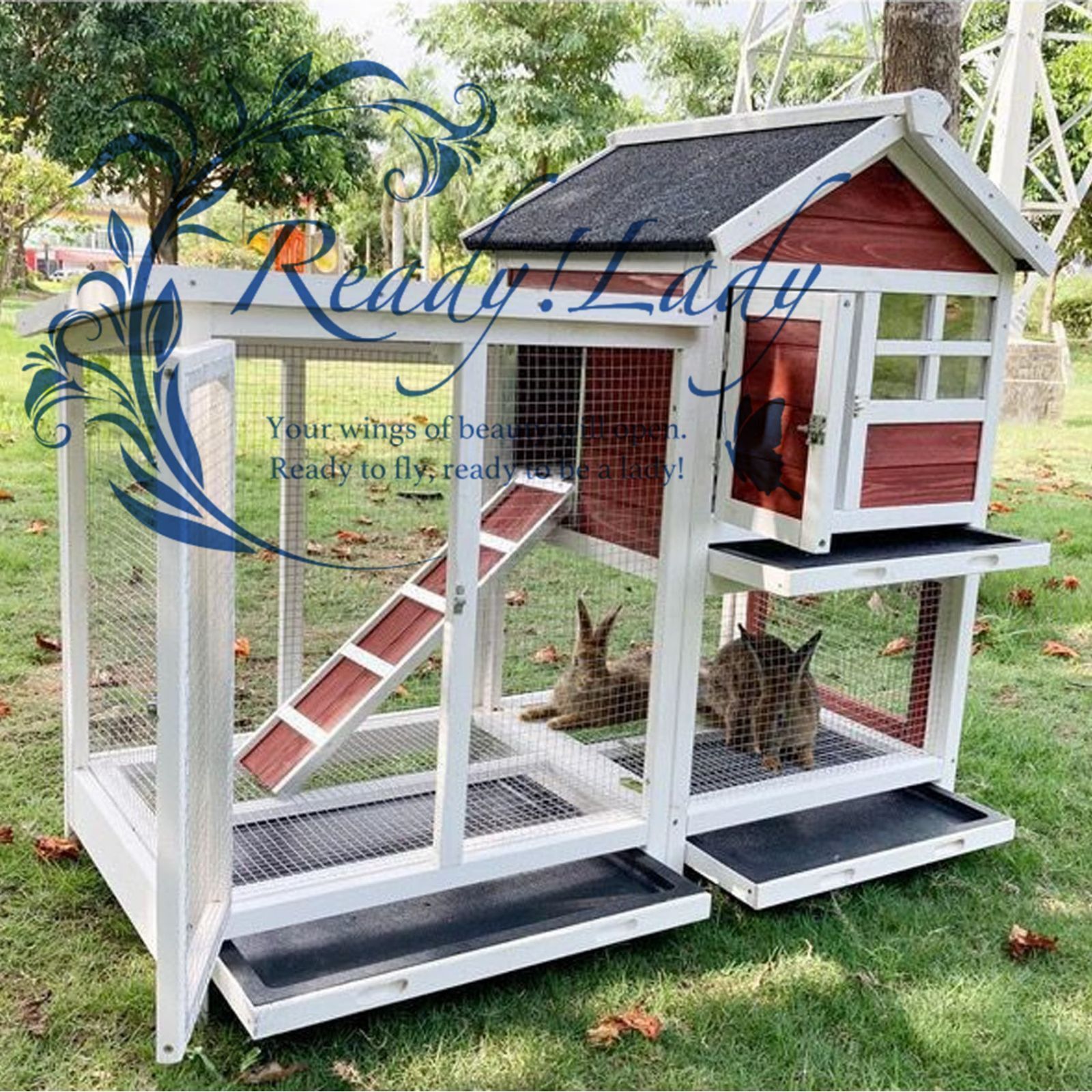 屋外ウサギケージ木製鶏小屋 ウサギケージ うさぎケージ ウサギ小屋 うさぎ小屋 ラビットケージ屋外二層木製チキン小屋 アパートメント フ
