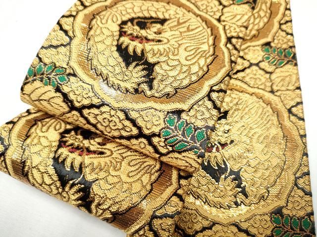 平和屋着物●男性 角帯 龍 金糸 正絹 CAAY9857hy