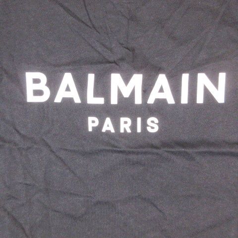 23SS バルマン BALMAIN Tシャツ カットソー ロゴ プリント 半袖 ストレッチ クルーネック 黒 ブラック M メンズ