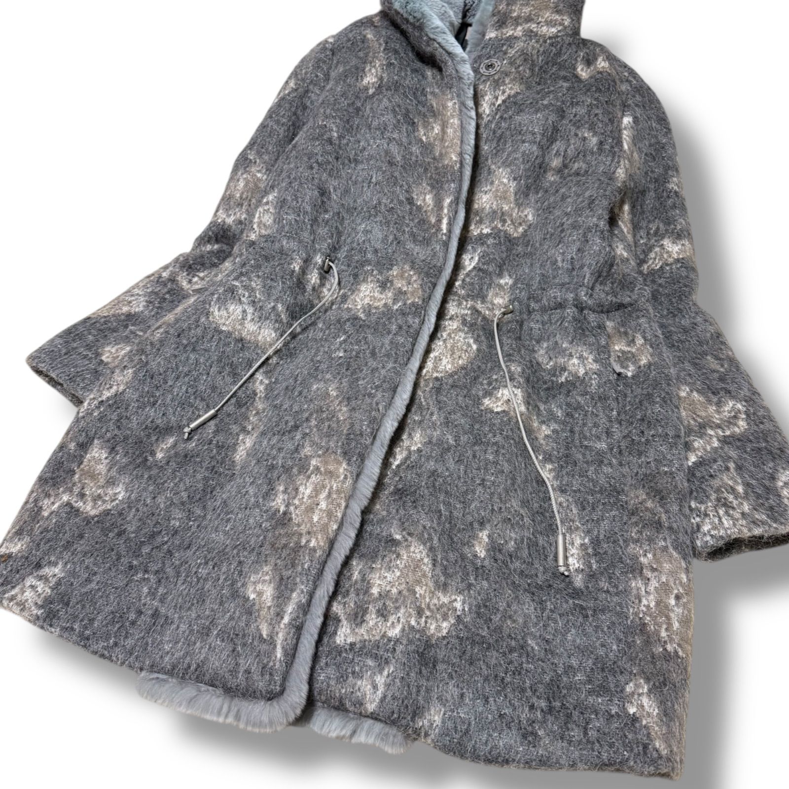 FABIANA FILIPPI 豪華ファー中綿コート モヘヤ＊アルパカふんわり