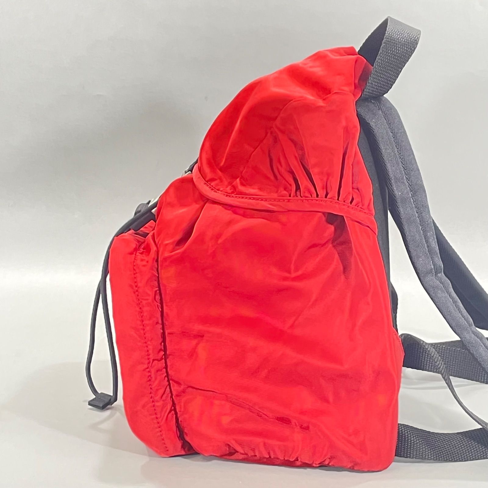 美品】PRADA リュックナイロンレザー赤CHERRY 三角ロゴ