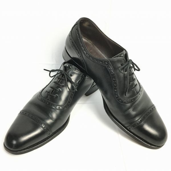 大塚製靴/Otsuka　日本製　セミブローグ　キャップトゥ　ビジネスシューズ〈黒/BLACK/ブラック〉size8.5　 26.5-27.0/メンズ/菅NO.ZD-56 #BUZZBERG