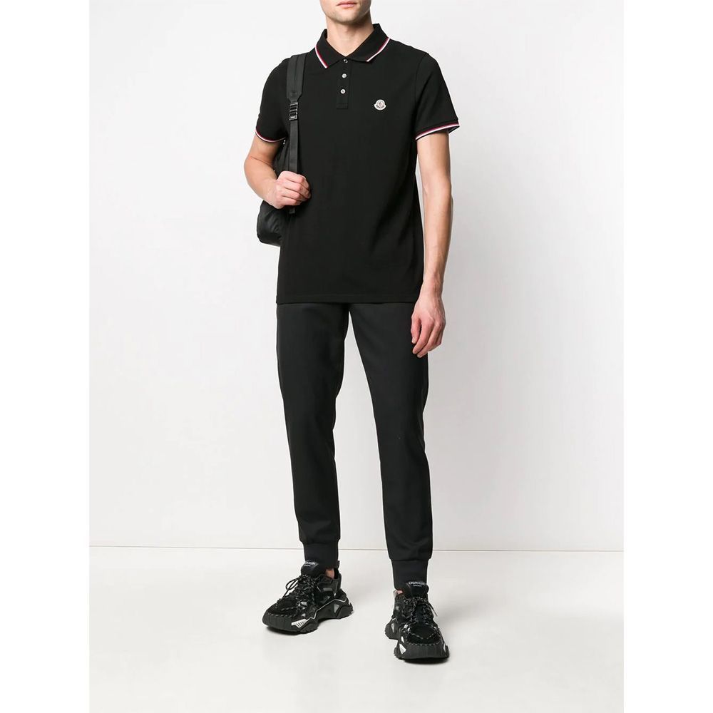 MONCLER ブラック　定番　ポロシャツ　トリコライン　M 4S414 MONCLER ブラック 定番 ポロシャツ トリコライン M 4S414