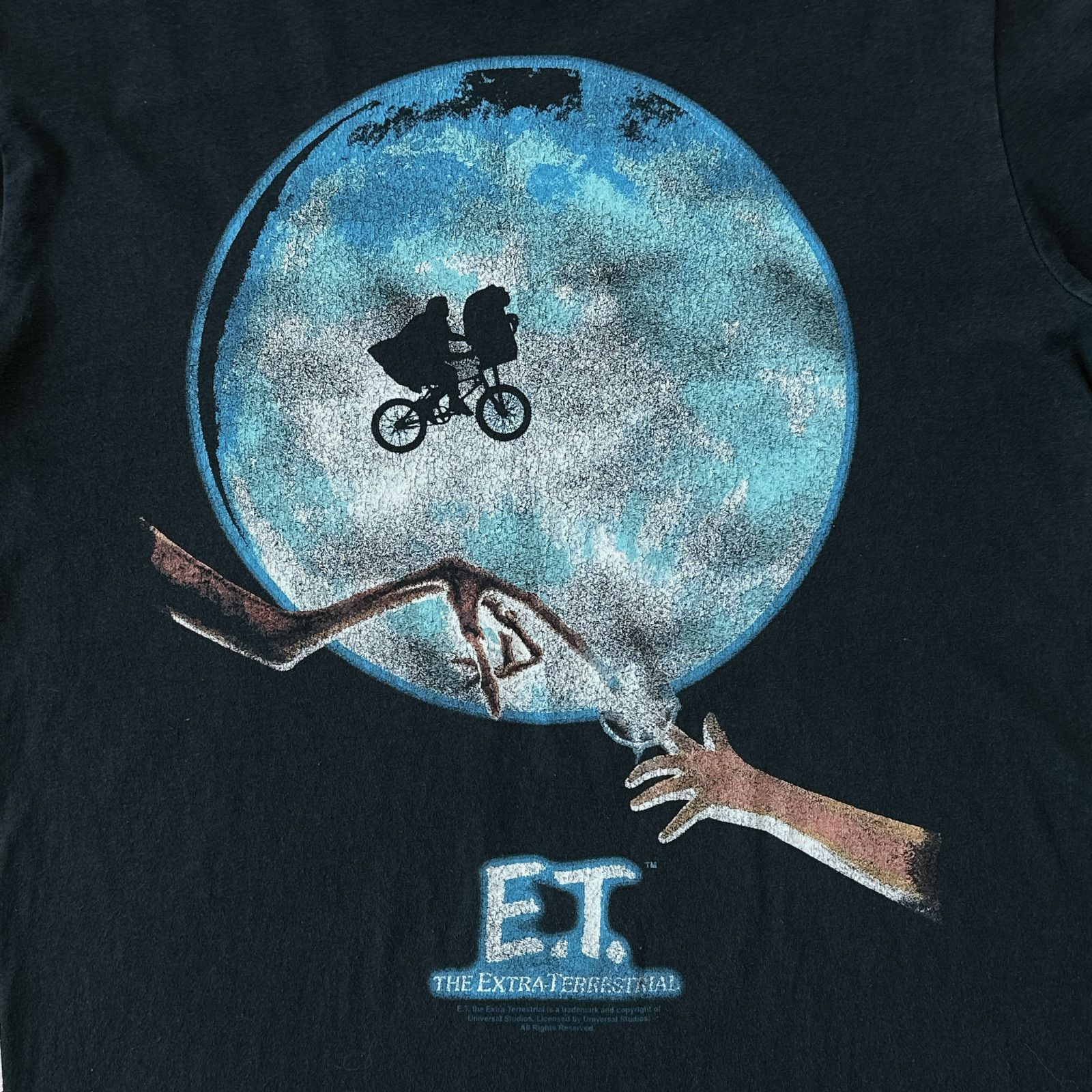 古着 00s E.T. イーティー 半袖 シャツ 映画 ムービー ネイビー 紺 00s サイン sign signs 映画 ムービー Tシャツ 古着 オールド