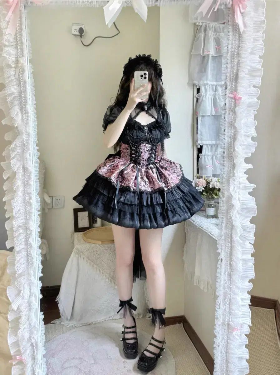 量産型 地雷系 ロリータ ピンク 黒 ドレス 量産 型 ドレス