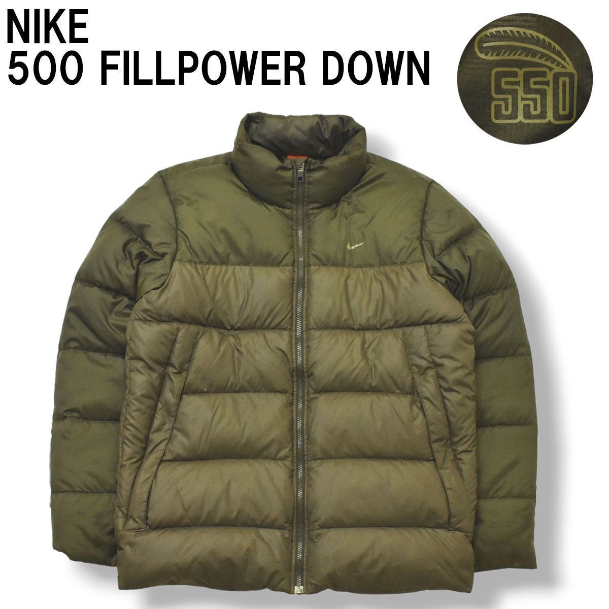 550フィルパワー】 ナイキ NIKE ダウン ジャケット L オリーブ スウッシュ ロゴ - メルカリ