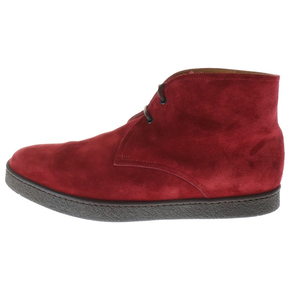 JOHN LOBB ジョンロブ TURF ターフ スウェードレザーチャッカブーツ アンクルブーツ レッド ブラウン 7 25cm 4613