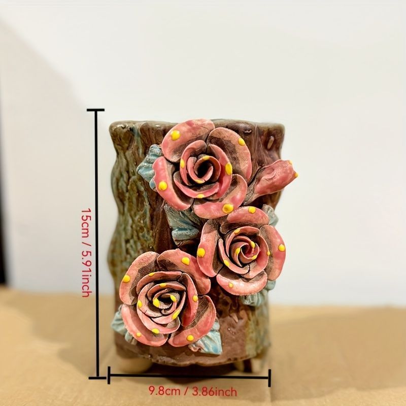 花瓶 花びん セラミック おしゃれ バラの花柄 オシャレ 2種類