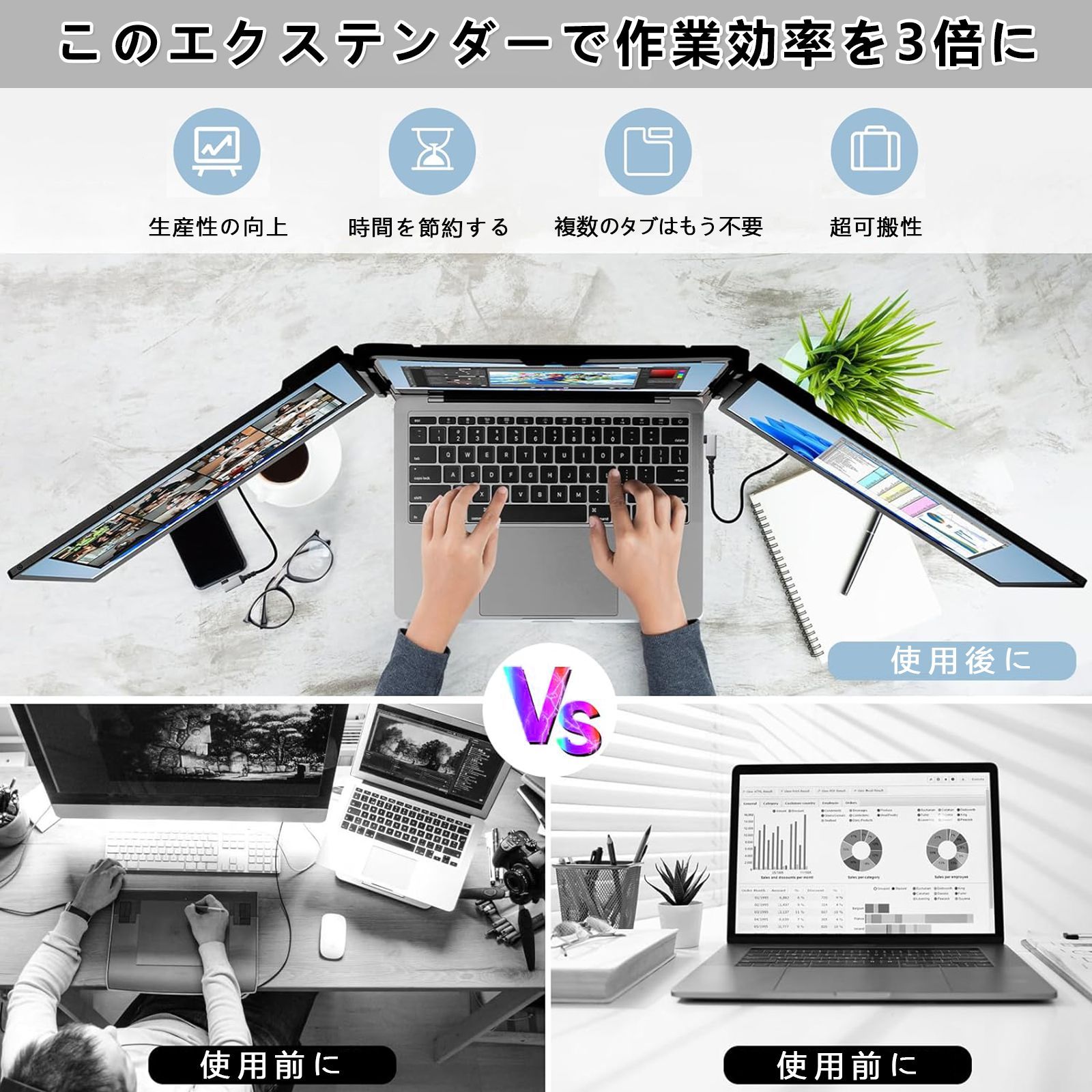 トリプルポータブルモニター 14インチ