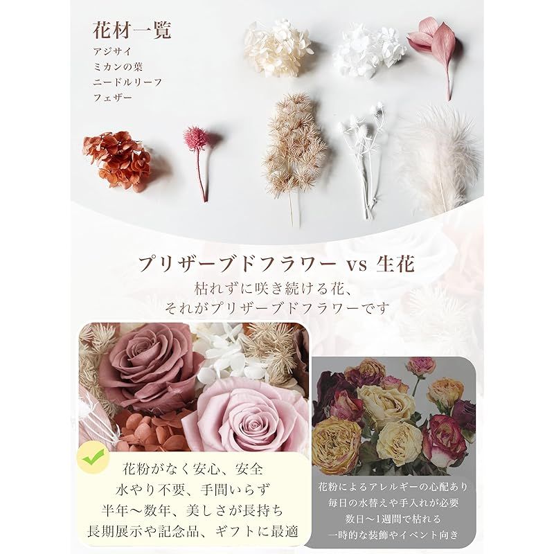 Fiorifiore 2025新登場 母の日 プリザーブドフラワー ブーケ 4輪 薔薇
