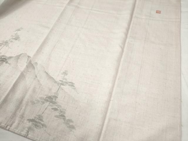 平和屋着物○湘南友禅 内田芳光 訪問着 紬地 手描き 遠山樹林文 正絹