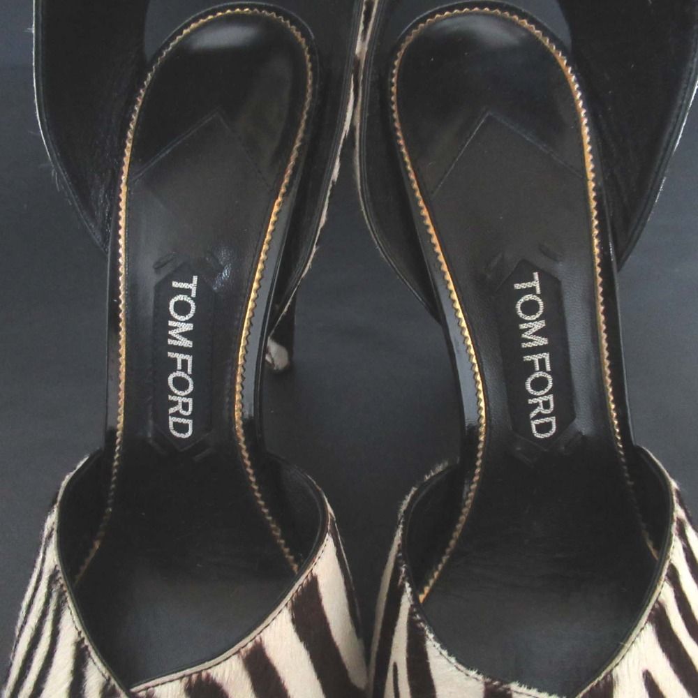 美品 TOM FORD トムフォード ゼブラ柄 ハラコ アンクルストラップ  