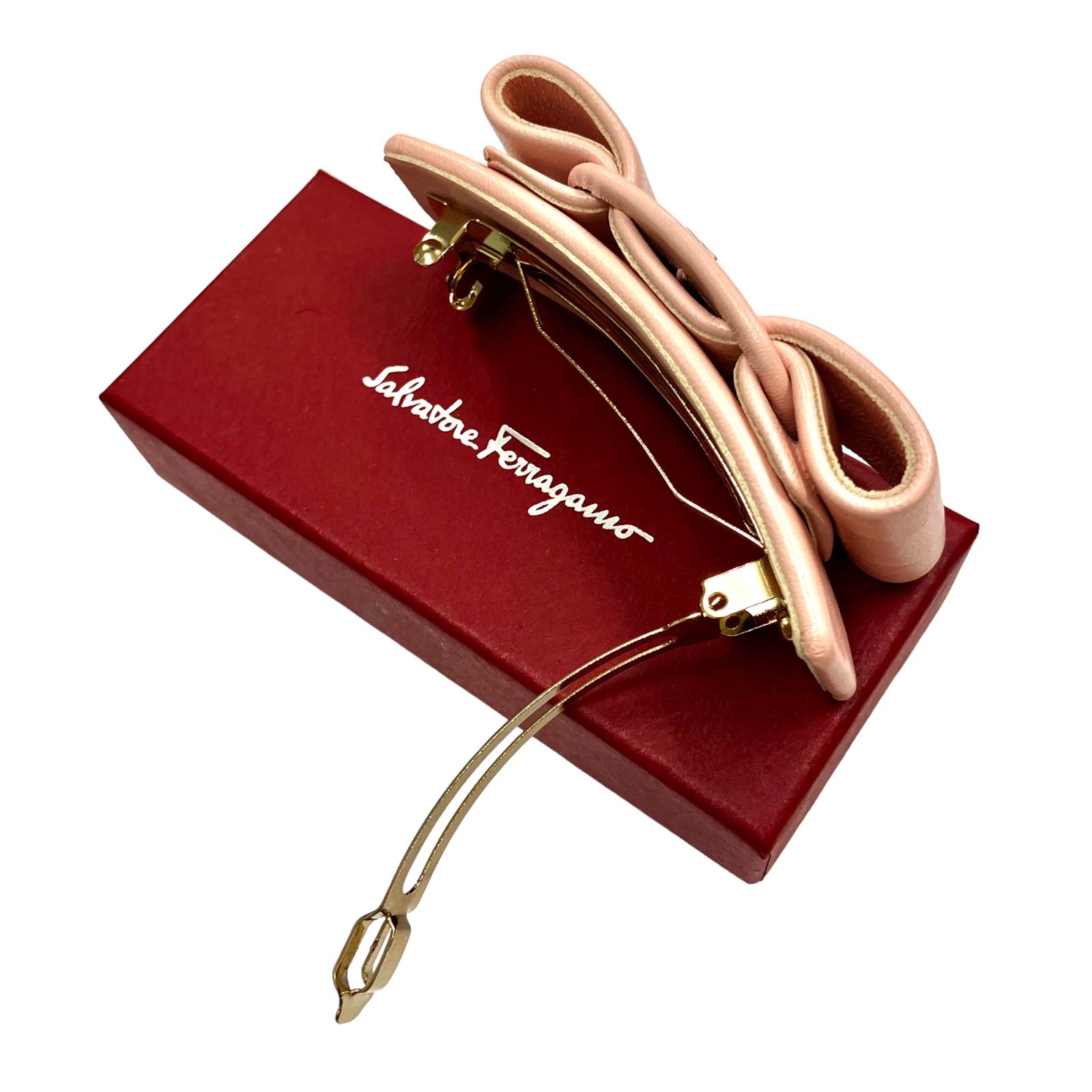 新品未使用Ferragamo フェラガモ バレッタラベンダーヘアアクセサリー FERRAGAMO フェラガモ ヘアアクセサリー ヴァラ リボン バレッタ