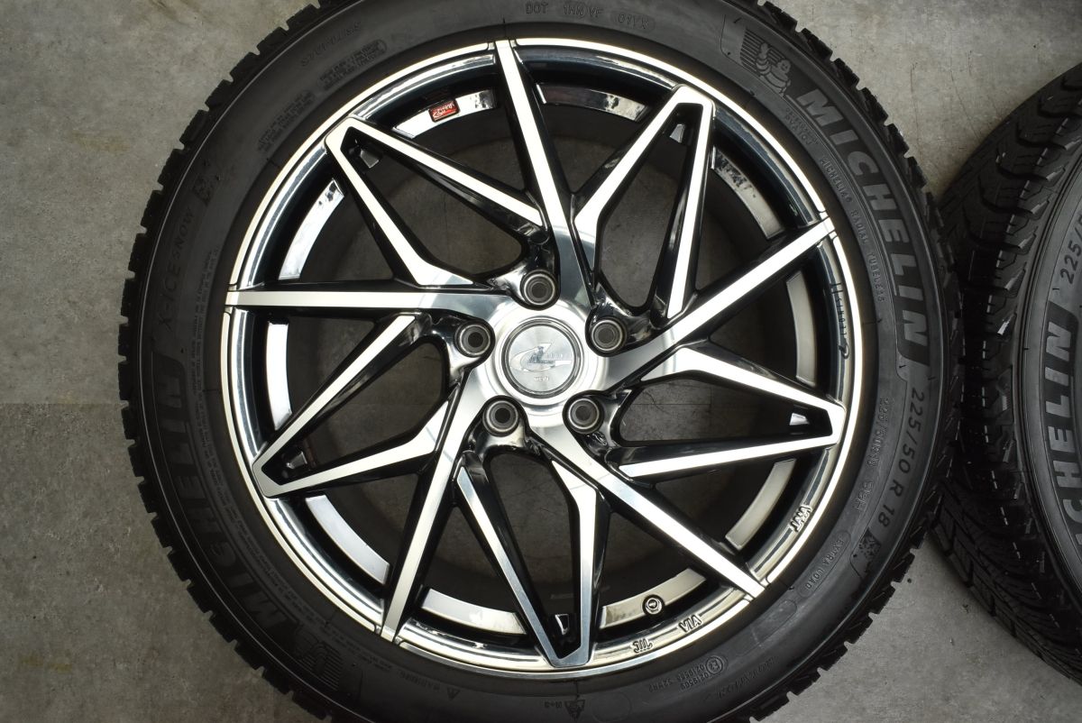 【バリ溝】レオニス IT 18in 8J +42 PCD114.3 ミシュラン X-ICE SNOW 225/50R18 C-HR エスティマ オデッセイ ヴェゼル スカイライン