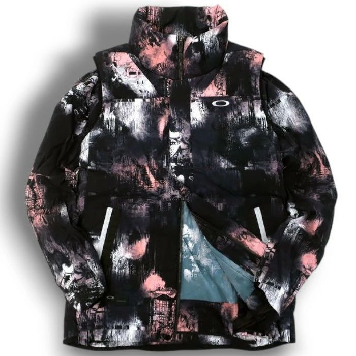 OAKLEY オークリー スカル PERFORMACE FIT SKULL TRANSFORM DOWN VEST 2.0 HTDRO 2way ダウンジャケット ベスト FOA404241 定価2.4万 ブラックプリント 060 40416k04
