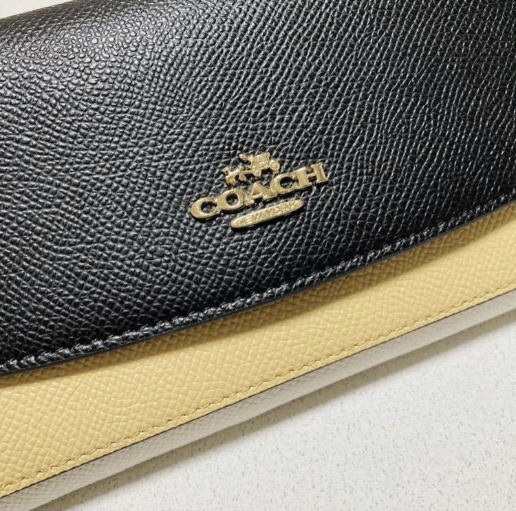 ☆ COACH コーチ 長財布 F56492 白黄色黒 ラグジュアリー ジオ