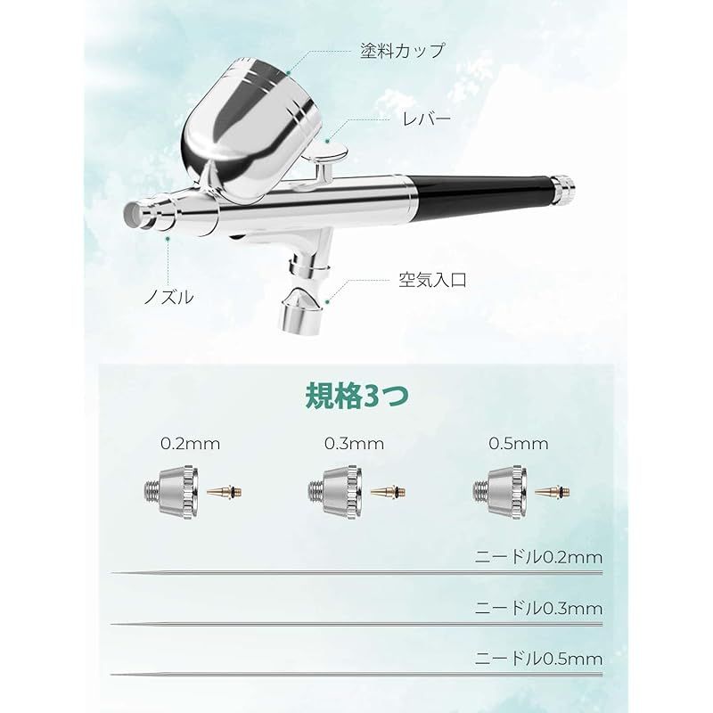 Oasser エアブラシ セット ミニコンプレッサー ダブルアクション