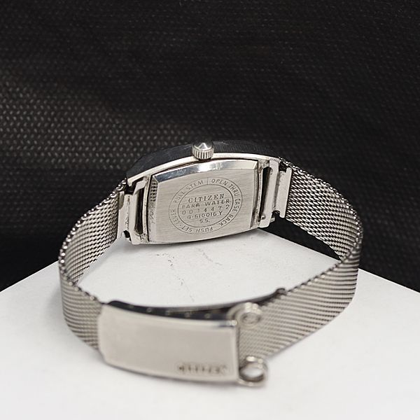 シチズン 手巻き 4-610016 シルバー文字盤 カットガラス デイト メンズ