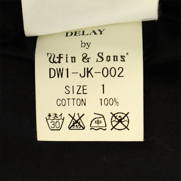 ディレイバイウィンアンドサンズ バックプリント ジップジャケット 1 ブラック Delay by Win&Sons メンズ   【221103】60cm身幅