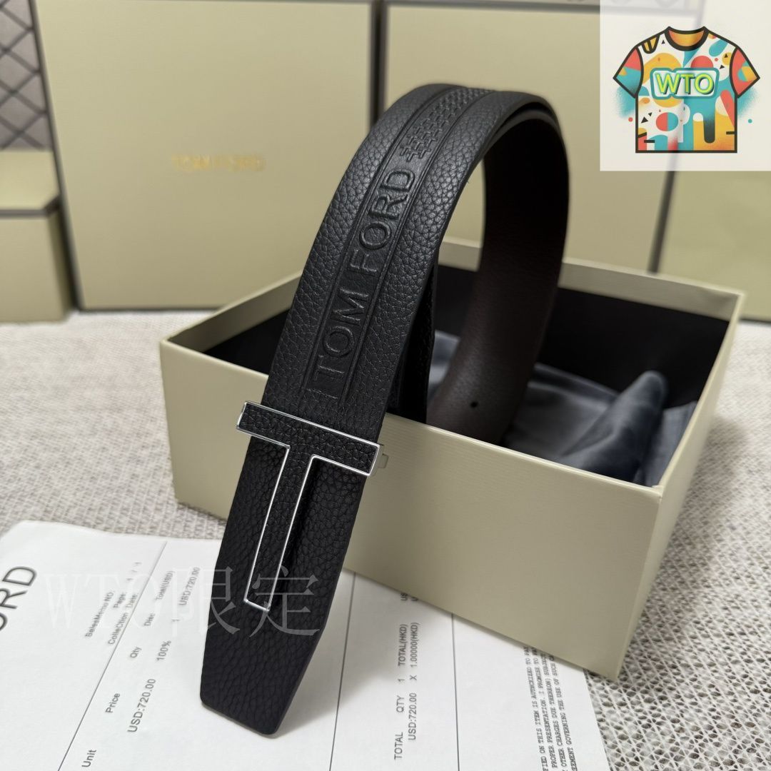 今日特価】Tom Ford トムフォード ダブルフェイスレザーベルト-2