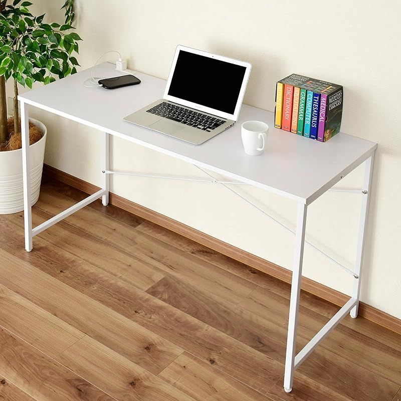 ニトリ 白い机 机下2段棚付き パソコンデスク 収納