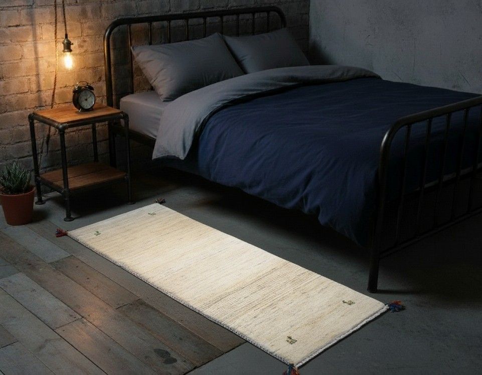 ペルシャ ギャッベ ランナー大 177×63㎝ アイボリー ヤギ RJ13829