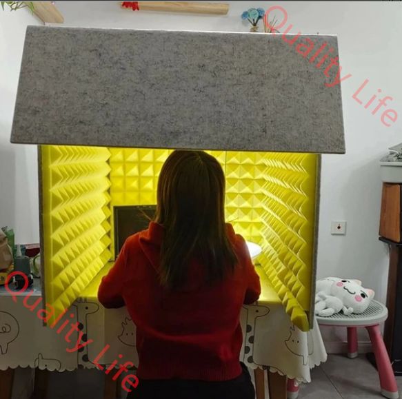 簡易防音室 1人用 防音ブース 防音ボックス パーテーション 防音ブース 自宅 天板付き 卓上 防音 デスクパーテーション 折りたたみ 組み立て式 リバーブとノイズフロアを排除しますマイク防音 録音吸音材 幅76×奥行80×高さ80cm