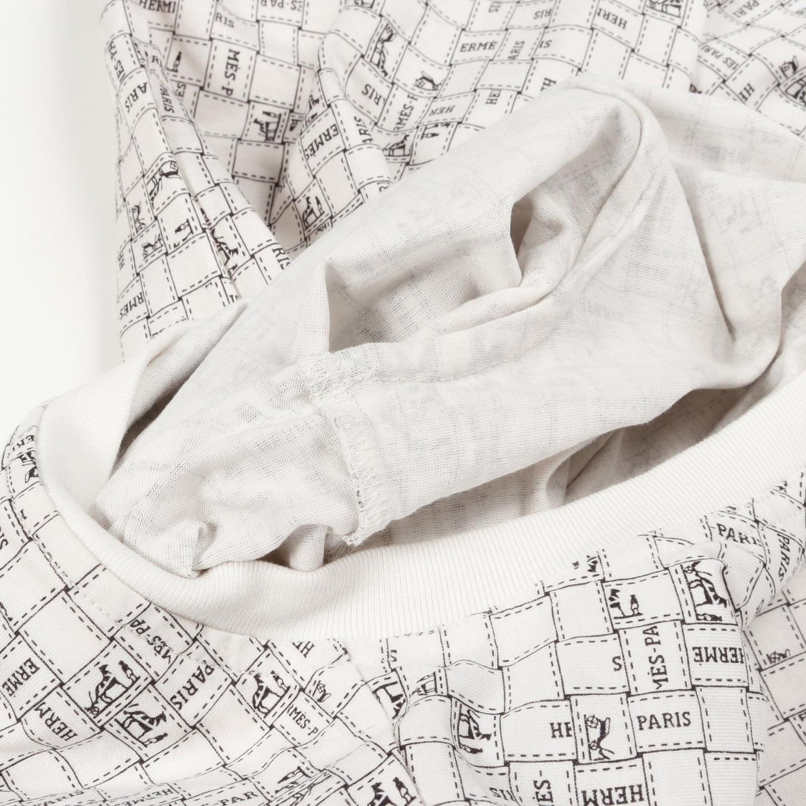 エルメス HERMES ボルデュック リボン柄 長袖Tシャツ コットン