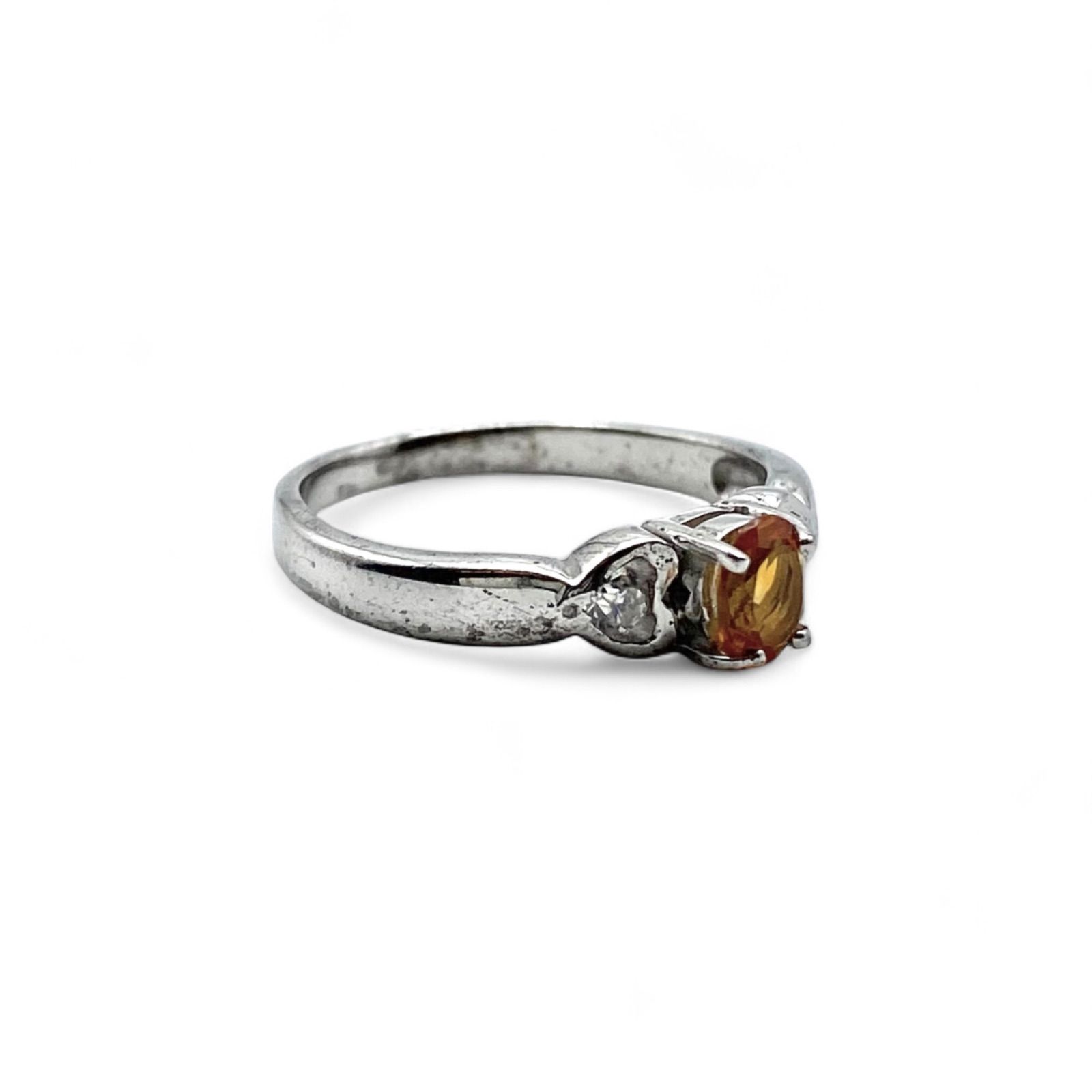 幸運の石】 シトリン Silver 925 刻印 90s Vintage Ring シルバー 