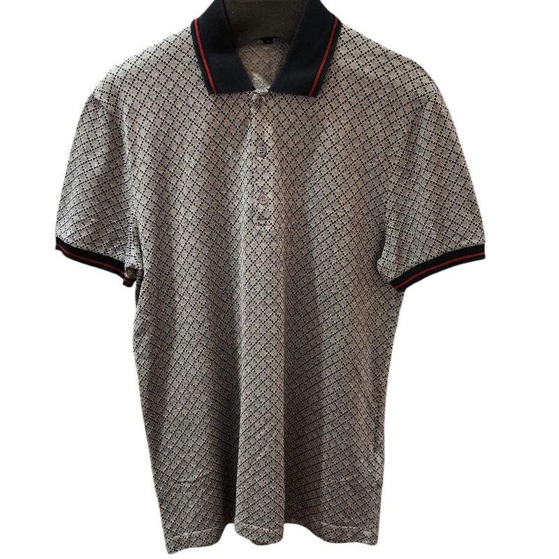 グッチ GUCCI ディアマンテ総柄ポロシャツ 251624 グレー コットン コットン メンズ ポロシャツ