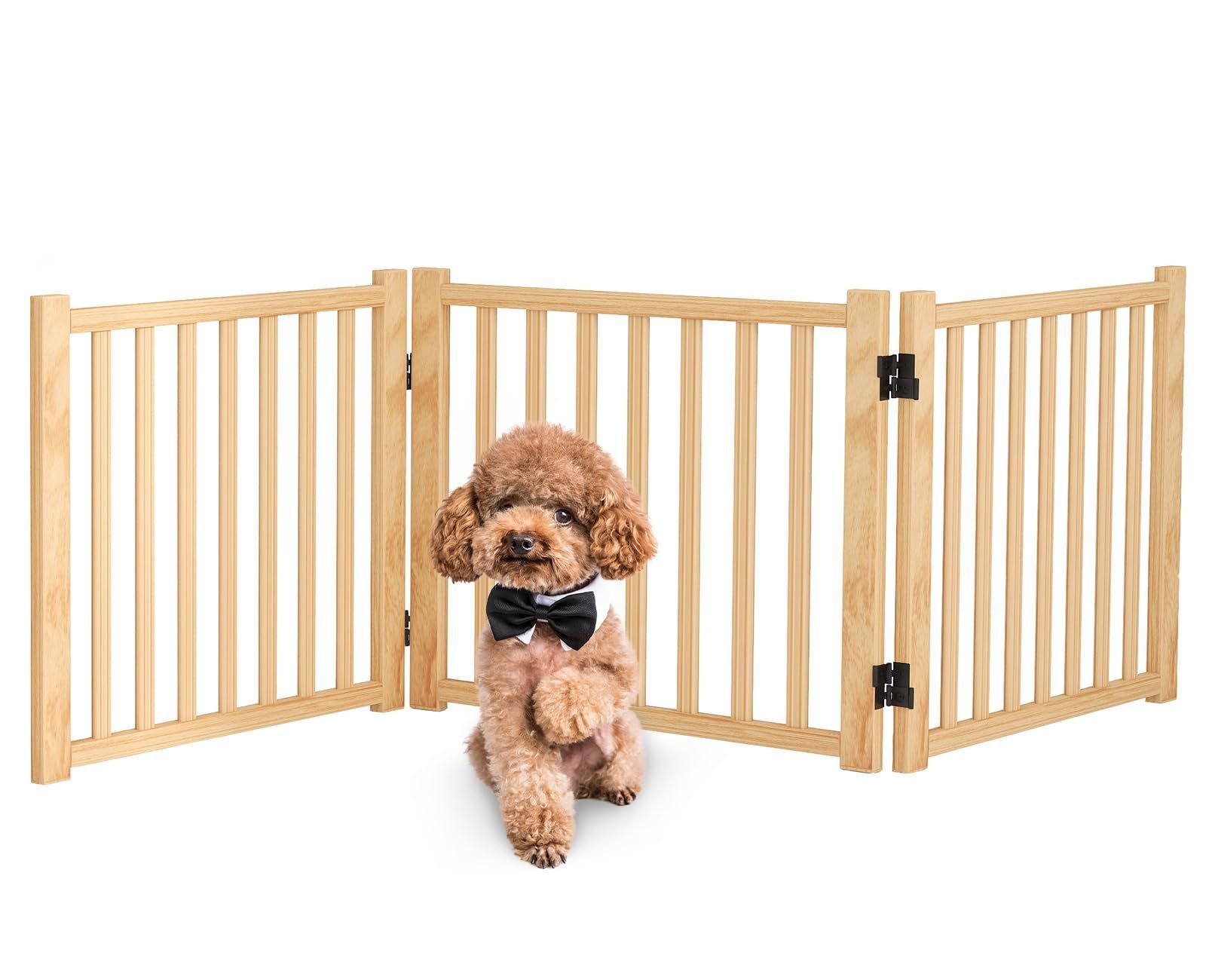 ペットゲート 置くだけ 犬 ゲート Oapety ペットフェンス 高さ43cm 幅175cm 自立型ゲート 折りたたみ式 犬フェンス 室内用 ペット飛び出し防止柵 木製 玄関 軽量
