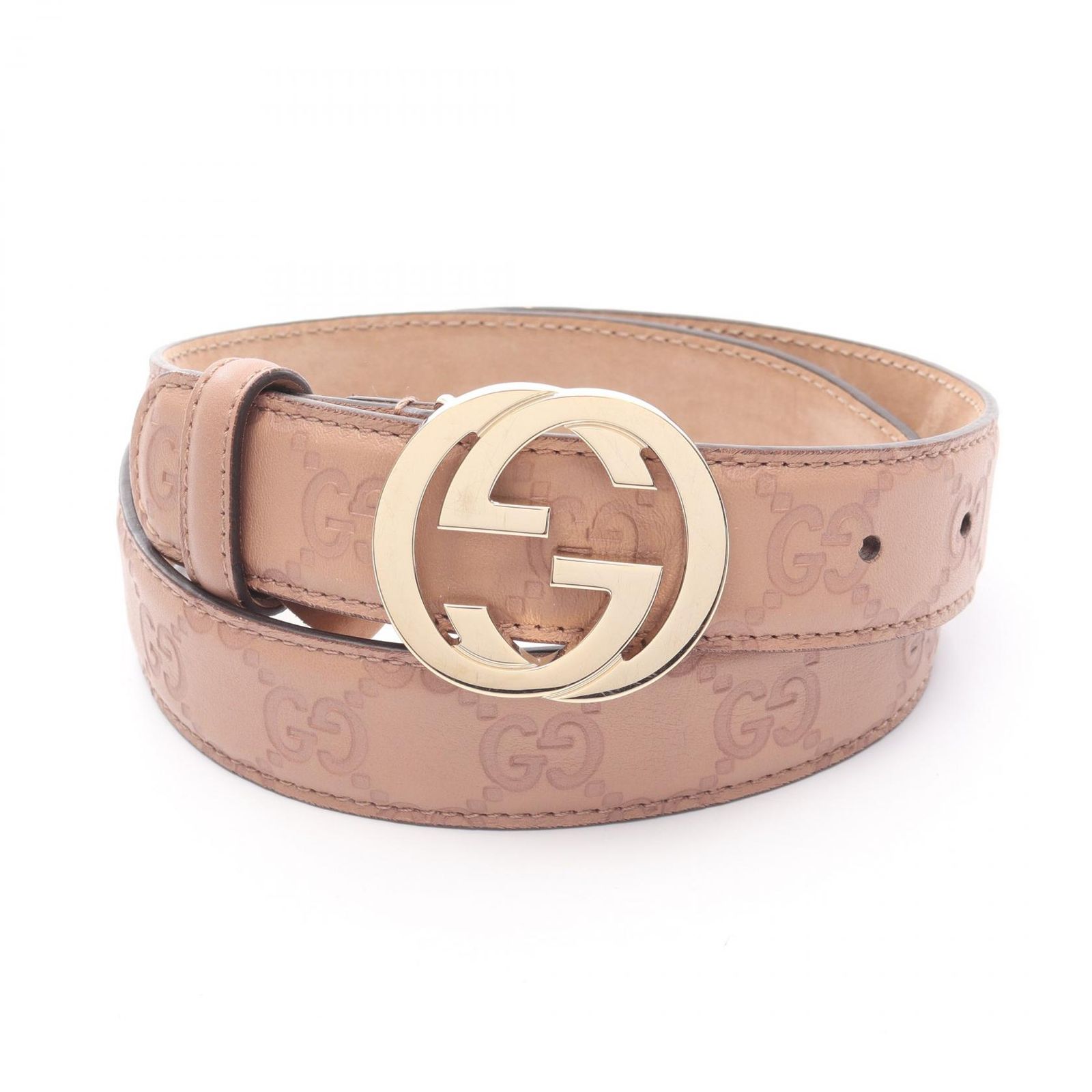 グッチ GUCCI ベルト インターロッキングG グッチシマ 114874 ピンク レザー ベルト ユニセックス Used B