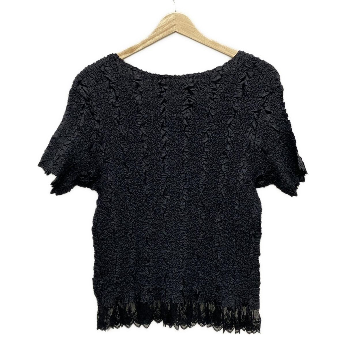 美品◇YUKI TORII◇トリイユキ◇シワ加工半袖トップス◇レース◇BLACK YUKI TORII Tシャツ ブラック #38 半袖 ユキトリイ - メルカリ