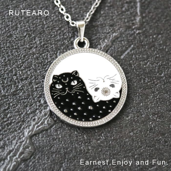 黒猫デザイン ネックレス 黒猫のローズちゃん ネックレス(アクリル 3バージョン