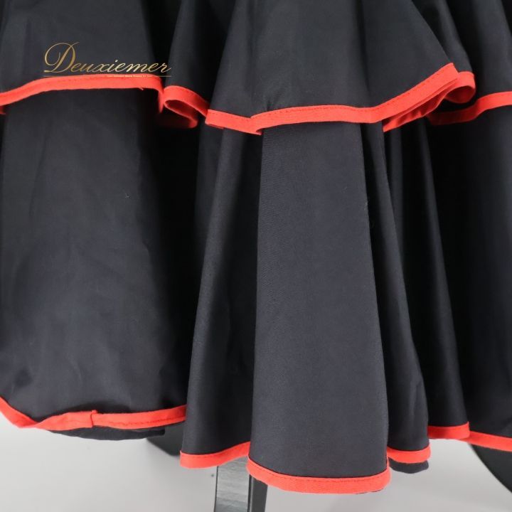 【美品 フラメンコ衣装】ブラック ファルダ スカート ボランテ 黒 無地 フリル 美品 フラメンコ衣装】ブラック ファルダ スカート ボランテ 黒
