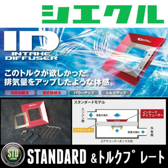 [シエクル_ID]B11W eKワゴン・カスタム(3B20_Turbo_H25/6ー)用スタンダード＆トルクプレートインテークディフューザー(純正エアクリーナー用)[ID-SA+TA]