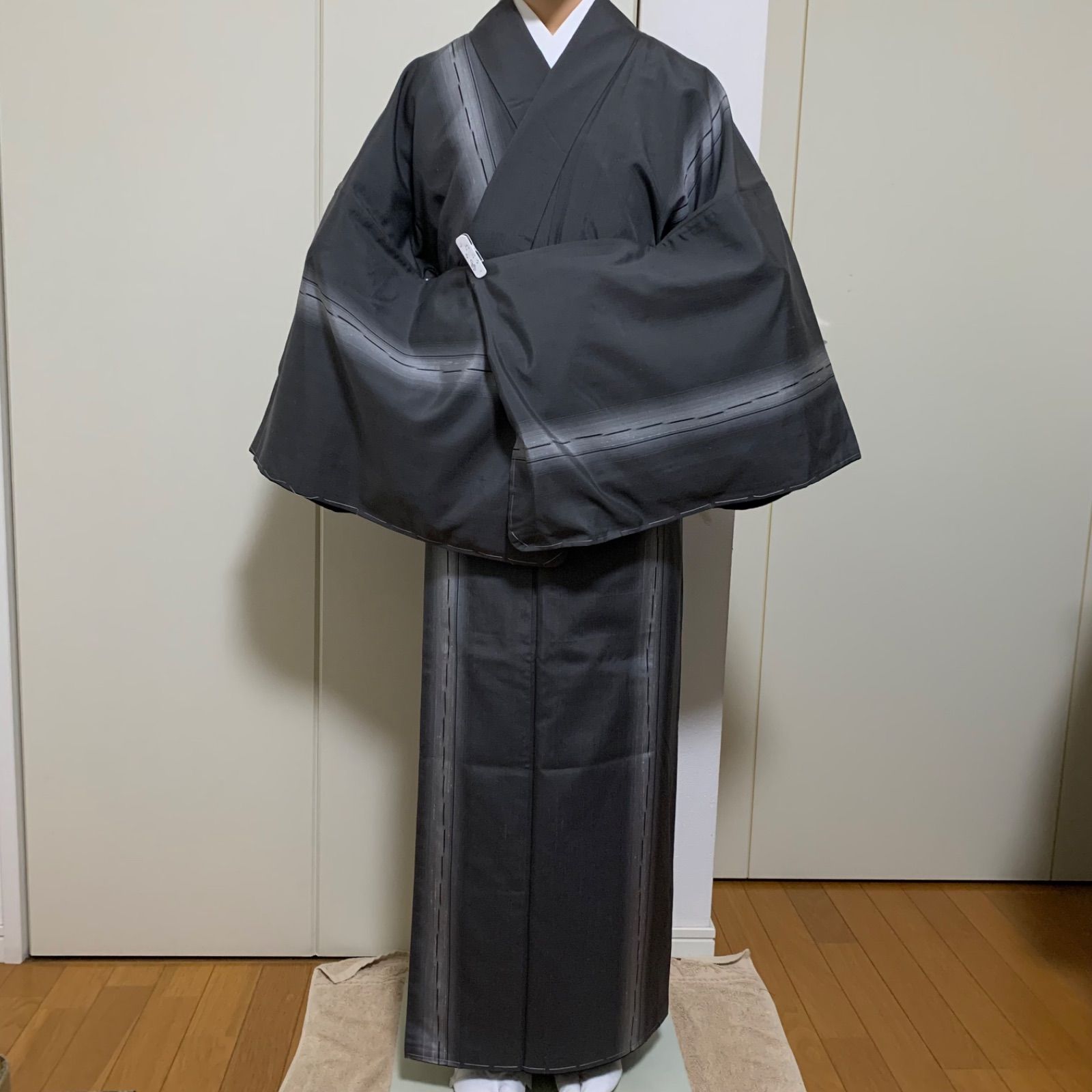 R-1463 紬 着物 袷 絹 裄69センチ 身丈(背)161センチ レディース 一部 