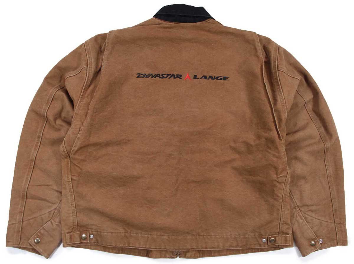 00s carharttカーハート DYNASTAR LANGE 刺繍 ブランケットライナー ダック地 デトロイトジャケット 茶 2XL-R 特大 ワーク ビッグサイズ