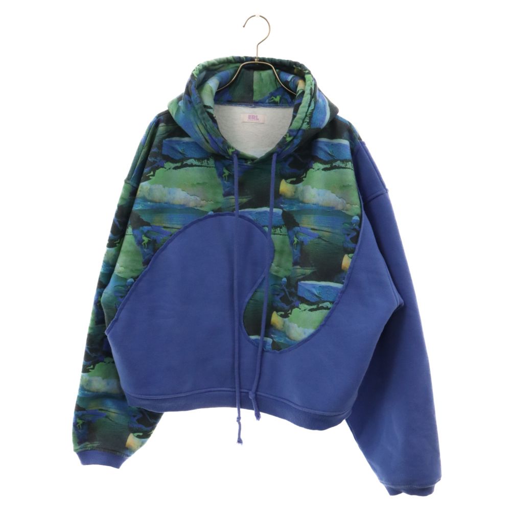 ERL (イーアールエル) PRINT SWIRL FLEECE HOODIE プリントスワールフリースパーカー ブルー