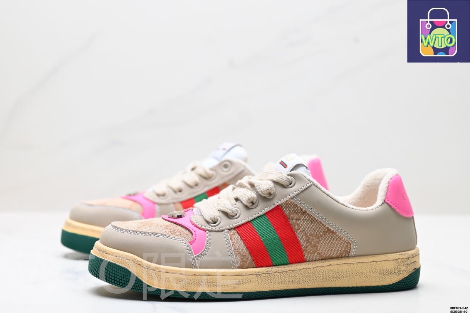  グッチ ディストレスド スクリーナー スニーカー レトロ版 オリジナル アンティーク加工 グッチのダーティーシューズシリーズ02 WTO輸入2 スニーカー 靴